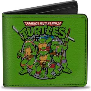 니켈로디언 버클 다운 이중폴드 지갑 닌자 거북이 멀티컬러 4.0인치 x 3.5인치