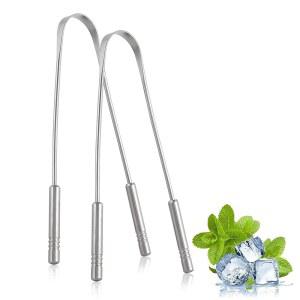 혀 스크레이퍼(2팩), 스크러버, 사용하기 편리함, 클리너, 구취 감소, 구강 관리 및 위생(100% 스테인리스 스틸)