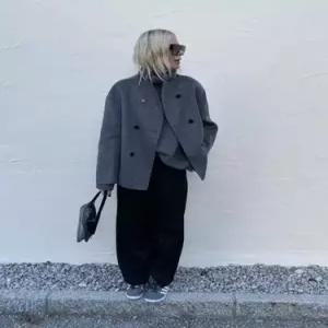 여친 모직 가죽 코트 스트릿 패션 투톤 원픽3