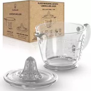 커틀랩 유리 2컵 착즙기(클리어) - 레몬 및 라임 수동 압착기 시트러스 리머