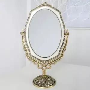 퀸스골드 엔틱 양면탁상거울(웨이브-대) 손거울 탁상거울 엔틱 앤틱 양면거울 휴대용거울