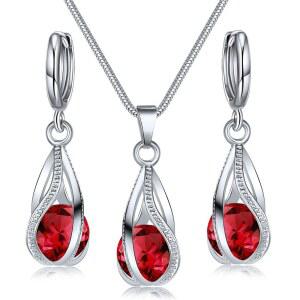 IFKM 실버 주얼리 세트 여성 라인스톤 크리스탈 CZ 신부 들러리 액세서리 목걸이 귀걸이 결혼식 무도회 기념일 생일 선물