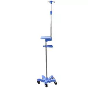 수액걸이 링거대 병원폴대 파란 4훅 오각 링거거치대 이동식 폴대 바퀴