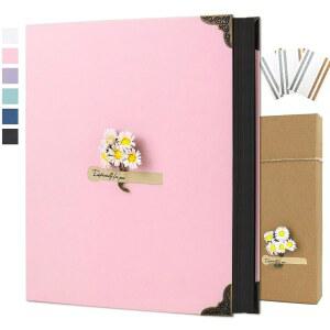 스크랩북 앨범 8인치 x 10인치 핑크 3링스 여행, 크래프트 사진 가족, 결혼식, DIY 하드커버 기념일, 페이퍼