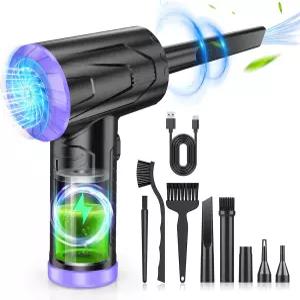 에어 더스터 키보드 클리너 - 컴퓨터 PC용 무선 전기 110000 RPM 송풍기 충전식 먼지 제거(보라색)