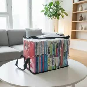 ( )대용량 투명 책 정리함 이동식 pvc 책 정리함 보관함 가방