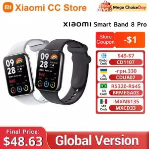 호환 샤오미 호환 미 밴드 8 프로 스마트 손목 밴드 글로벌 버전 1.74 인치 AMOLED 스크린 GPS 혈중 산소 5