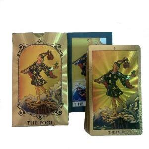 2종류 백 패턴 골든 호일 플라스틱 타로 카드, 전체 영어 버전 마술사 데크 방수 보드 게임 규칙