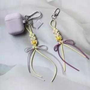 스마일 마크라메 비즈 키링 만들기 DIY 세트 키트 [백참 끈 줄 공예 가방 열쇠 차키 고리 핸드폰 스트랩]