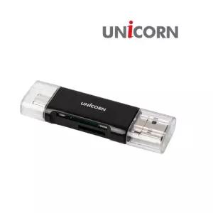 유니콘 XC-800A 블랙 통합 멀티 카드리더기 USB A타입 C타입 OTG 지원리 SD리 카메라전송 모바일리 휴대용