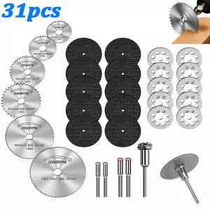 샌드페이퍼 종이사포 31개 절단 디스크 HSS 원형 톱 미니 소형 드릴 로터리 도구 메탈 목재 석재 PVC 절단