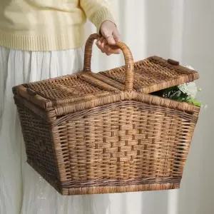 라탄바구니 자연소재 라탄 소풍 캠핑 야외 피크닉바구니 대