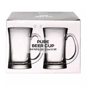 아트퓨어맥주컵(중)325ml 2P -PP/술잔/술컵/맥주컵세트/맥주잔/물컵/물잔/유리잔/유리컵/음료수잔/쥬스컵