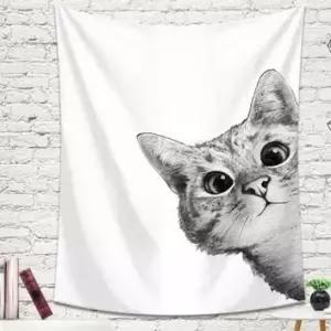 패브릭 월 데코 빼꼼고양이 가림막 (특대) 150X200