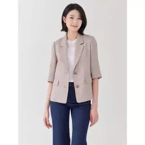 [지센]여성 린넨 7부 싱글버튼 자켓 LFJKP391 PK_P418235337