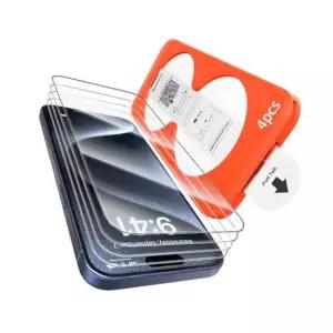 원터치 자동부착 풀커버 강화유리필름 아이폰15 플러스 4매입