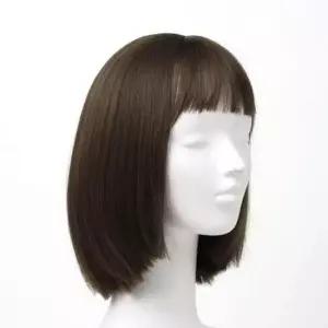 여자가발 올리브브라운 일자 단발머리 여성 통가발 인조모 32cm