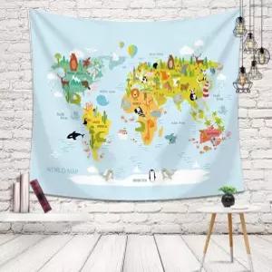 애니멀 가림막 패브릭 월드맵 포스터(3사이즈) 동물