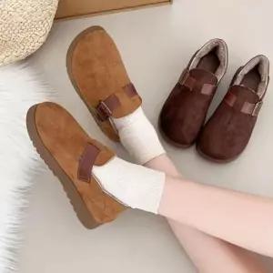 인기상품 여성 따뜻한 퍼 털안감 버클 슬립온 데일리 둥근코 겨울 심플 털신 신발 [WFLLIUI_260305]