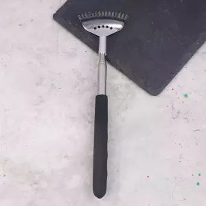 15개의 갈퀴가 있는 확장형 등긁개 스테인리스 스틸 텔레스코픽 핸들 휴대용 고무 헤드로 등 청소 가능