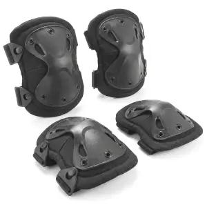 OILOIOE 남성용 전술 무릎 및 팔꿈치 패드 세트 - 컴뱃 에어소프트 페인트볼 헌팅 스케이트보드 사이클링