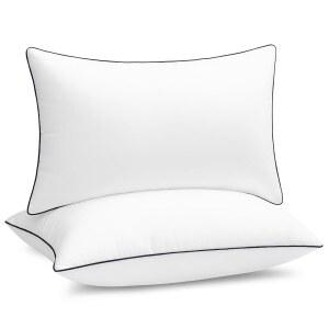 퓨레다운 12x20 베개 삽입물 세트 2개, 푹신한 오버필 다운 대체 요추 베개, 소파, 침대 및 홈 데코용 부드러운 플러시 장식용 던지기