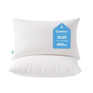 콰이어트씨 12x20 베개 삽입물, 요추 던지기 삽입물 2개 팩, 침대, 소파, 소파용 푹신하고 부드러운 직사각형 장식