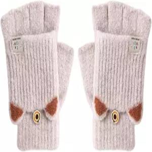 겨울용 따뜻한 컨버터블 장갑 반 손가락 없는 플러시 니트 안감 카툰 6-12세 남아용