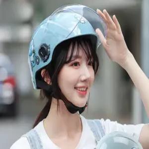 헬멧 오픈페이스 여성용 매트 소두핏 클래식바이크 쿨 블루-(투명유리)