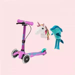 마이크로킥보드 미니 핸드 디럭스 LED+스쿠터인형 돌핀 유니콘 4573503