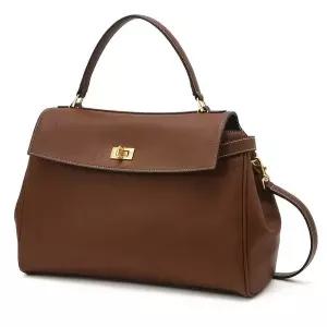 헤지스 브라운 단색 베지터블 소가죽 레더 사첼백 토트백 가방 HIBA5F168W2 4594498