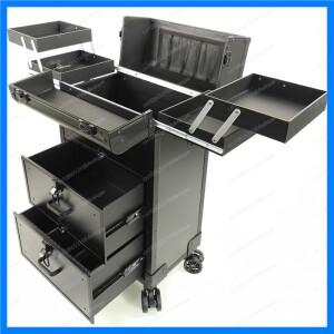 고급 알루미늄 합금 대형 트롤리 화장품 케이스 전문 메이크업 아티스트 네일 헤어 텍스처 자수 보관함