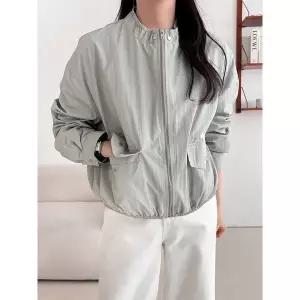 [하프클럽/샵앤]여성 밴딩라운드 바람막이 바스락 집업 점퍼 NYS-WJP-5149-블랙