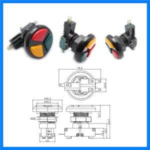 2개/몫 3 In1 푸시 버튼 Baolian 라운드 트리플 컬러 코인 아케이드 게임 기계 비디오 부품에 대 한 셀프