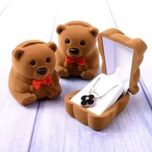느낌상점 곰돌이 정리함 쥬얼리 반지 목걸이 하드 커플링 돌반지 선물 프로포즈 보석함