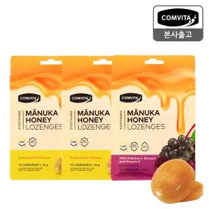 [콤비타]마누카꿀 로젠지 꿀캔디누카꿀 로젠지 꿀캔디 12개입 3봉(레몬2/엘더베리1)