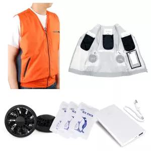 냉풍조끼 오렌지 바람 조끼 USB 냉풍 아이스