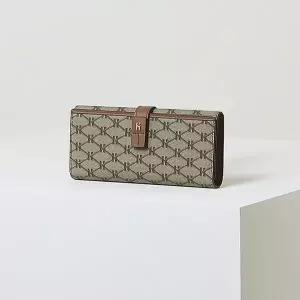 [헤지스](대구신세계)[HAZZYS ACC] 브라운 로고패턴 가죽 장지갑HIWA2E883W2