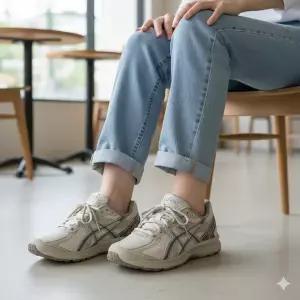 국내매장 아식스 조그100S 라이트 그레이 발볼넓은 운동화