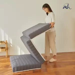몽스홈 원룸 바닥 단단한 3단 접이식 접는 침대 토퍼 매트리스 10cm 퀸(Q)