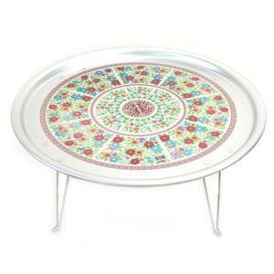 53cm 양은쟁반 시골 다과상 미니 찻상 원형 양은 접이식 옛날 레트로 교자상 밥상