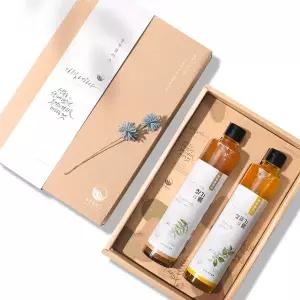 [농부플러스] 국산 냉압착 생들기름 저온착유 들기름 참기름 300ml 2병 선물세트(쇼핑백동봉)