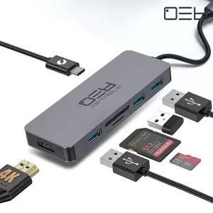 USB 3.0 7포트 멀티 허브 / 노트북 태블릿 아이패드 C to HDMI PD충전 SD TF 카드 포트 확장