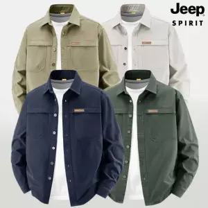 JEEP SPIRIT 남자 봄가을 루즈핏 셔츠 긴팔 캐주얼 카고 셔츠