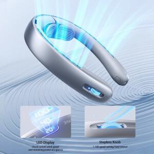 JISULIFE 휴대용 목걸이 선풍기 100단계 풍속 5000mAh 배터리 17시간 USB 충전식 미니 넥밴드 (가정, 사무