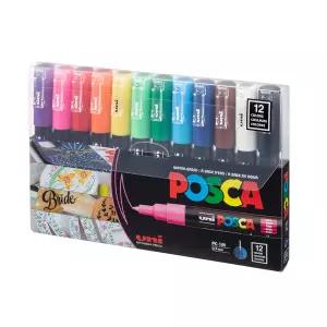 선명한 발색 유니 포스카 마카 PC-1M (12색세트)