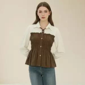 [정상가 89000원][티뷰] 셔링카라슬림훌블라우스_V5C-CBL024