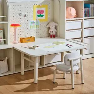 한샘 샘키즈 키즈테이블 스퀘어형+등받이 의자+멀티장 타공판형 세트