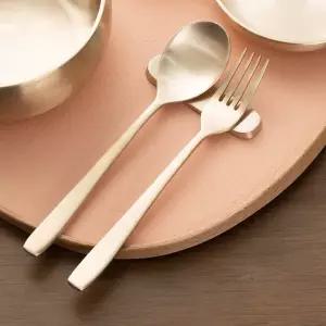 놋결 방짜유기 놋그릇 어린이 스푼+포크 세트 각인+포장박스