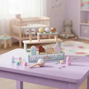 투키토이 원목 아이스크림가게 소꿉놀이 자석 장난감 판매대 세트 주방놀이 디저트 만들기